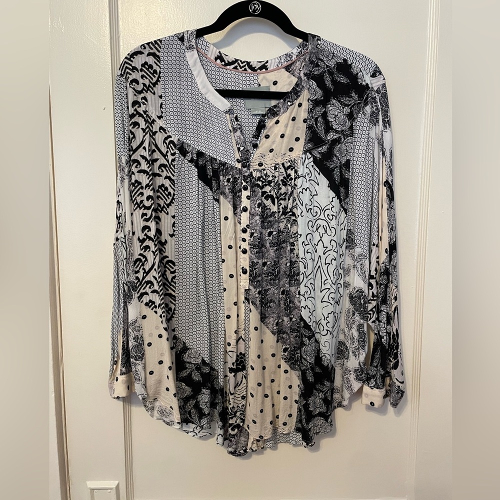 Anthro Maeve Patchwork Blouse